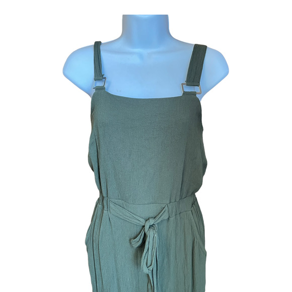 Army Green Sleeveless Belted Jumpsuit Junior's Size Small 3-5 - Picture 7 of 9